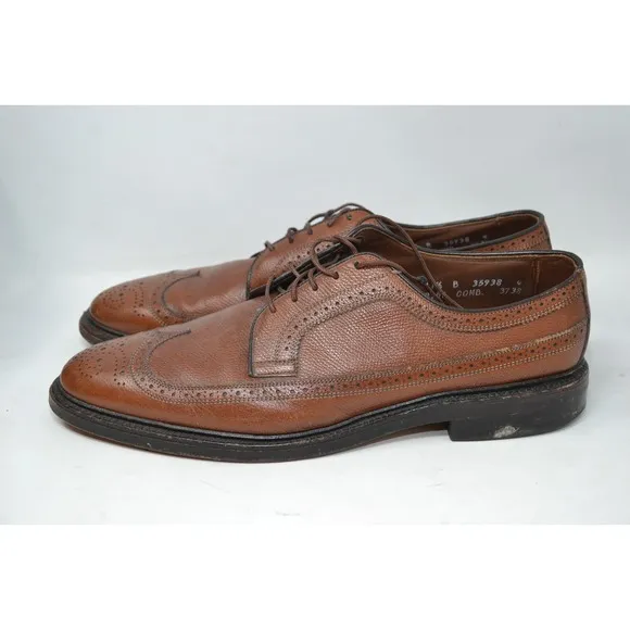 Allen Edmonds MacNeil 9157 Brown Shell Leather Wingtip Derby Shoes Size 11.5 B