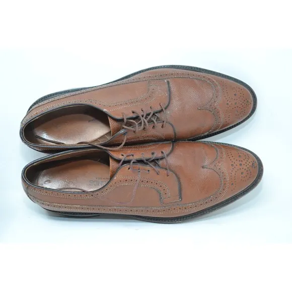 Allen Edmonds MacNeil 9157 Brown Shell Leather Wingtip Derby Shoes Size 11.5 B