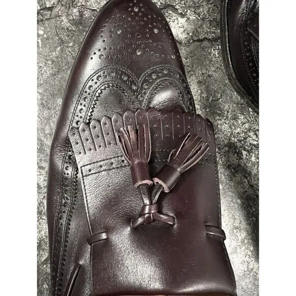 Allen Edmonds Men's Arlington Wing Tip Burgundy Tasseled Dress Shoes Sz 14 A
