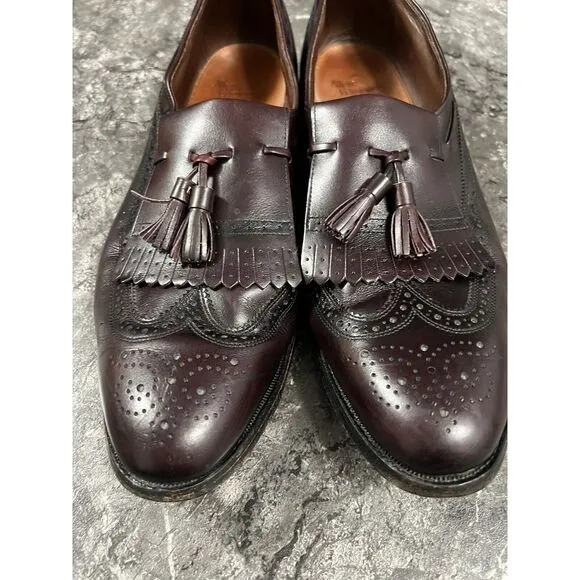 Allen Edmonds Men's Arlington Wing Tip Burgundy Tasseled Dress Shoes Sz 14 A