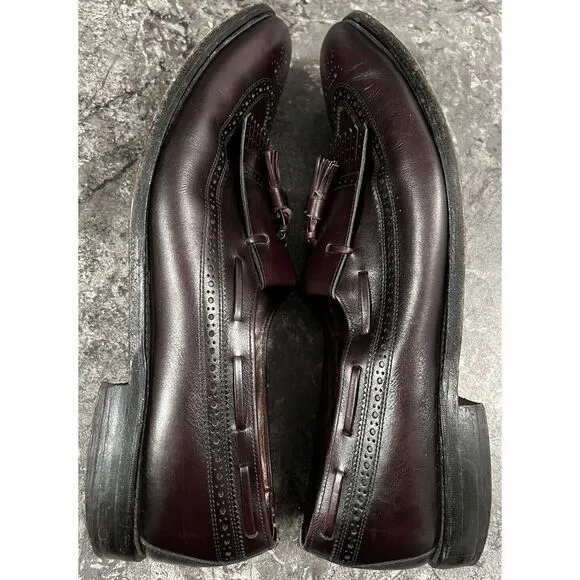 Allen Edmonds Men's Arlington Wing Tip Burgundy Tasseled Dress Shoes Sz 14 A