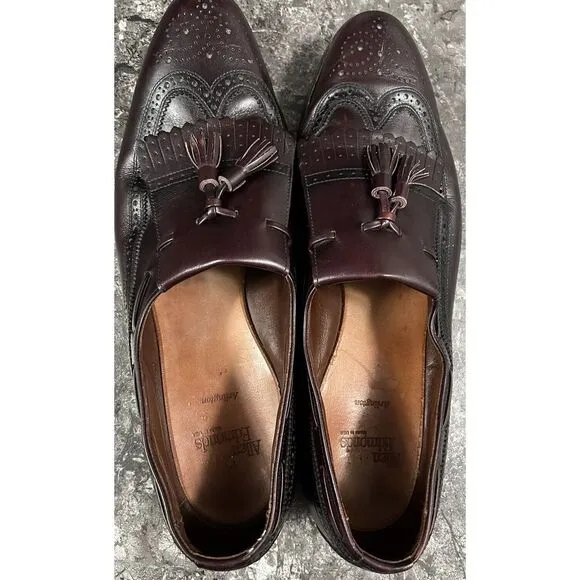 Allen Edmonds Men's Arlington Wing Tip Burgundy Tasseled Dress Shoes Sz 14 A