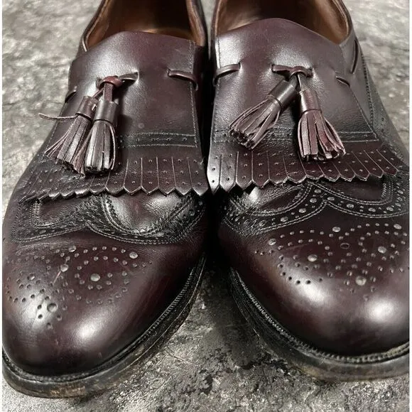Allen Edmonds Men's Arlington Wing Tip Burgundy Tasseled Dress Shoes Sz 14 A