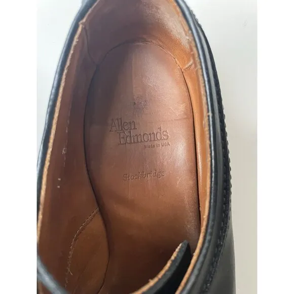 Allen Edmonds Stockbridge Black Leather Lace Up Split Toe Dress Shoes 11 D