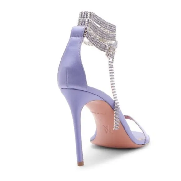 Amina Muaddi NEW Giorgia Crystal Straps Heels Shoes 38 US 8-7.5 $1,345 NEW