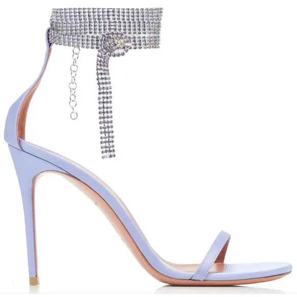 Amina Muaddi NEW Giorgia Crystal Straps Heels Shoes 38 US 8-7.5 $1,345 NEW