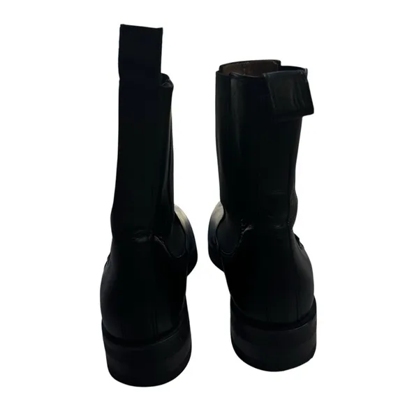 &amp; OTHER STORIES US 10 polished leather square toe chelsea boots in black leather