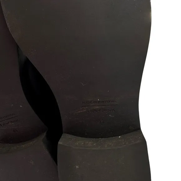 &amp; OTHER STORIES US 10 polished leather square toe chelsea boots in black leather