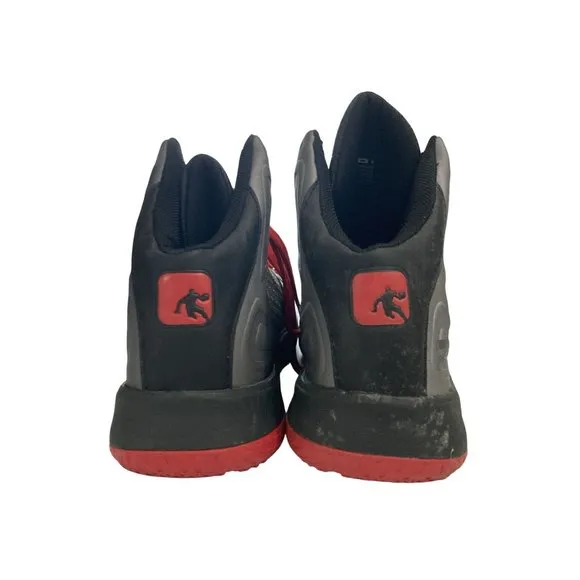 AND1 Men Size 10.5 Gray Leather Hi-Top Basketball Shoes NO INSOLES lace missing
