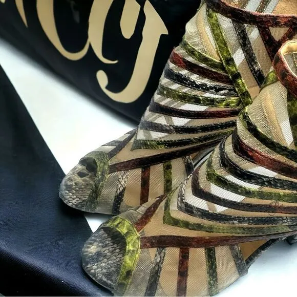 Annie Shoes l Snakeskin Design, Mesh accent l 4” Stiletto Heel l 6M l Like New!