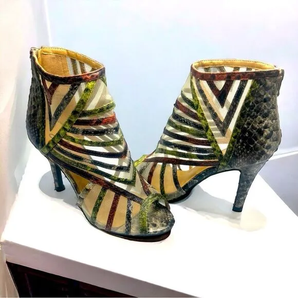 Annie Shoes l Snakeskin Design, Mesh accent l 4” Stiletto Heel l 6M l Like New!