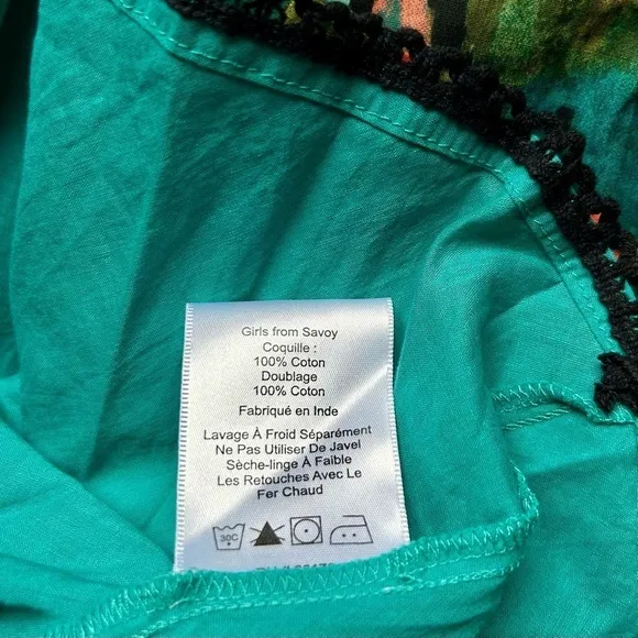 Anthropologie Girls From Savoy Teal Painted Ikat Strapless Dress Southwest Sz 4