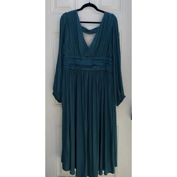 Anthropologie Gwendolyn Midi Maxi Dress In Teal Green Size US 20W