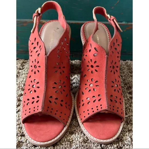Anthropologie Lucia Red Leather Shooties 9