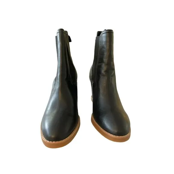 Anthropologie Splendid Leather Wedge Wynn Bootie Black Boots Shoes Size 8.5 NWOT
