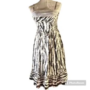 Anthropologie X Tracy Reese Size 6 Black White Silk Spaghetti Straps Midi Dress