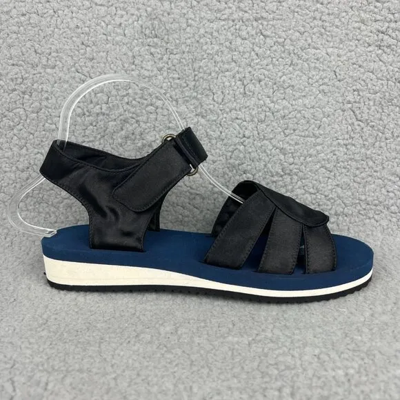 A.P.C. Sandals Womens 9 39 Shoes Black Navy Blue Satin Slingback Strap SAMPLE