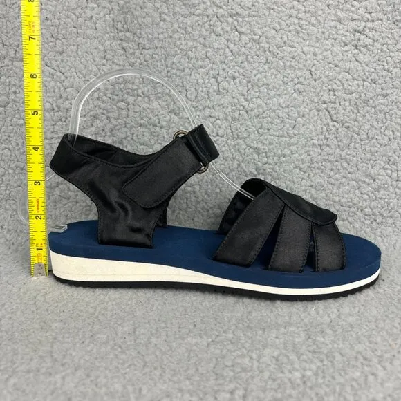 A.P.C. Sandals Womens 9 39 Shoes Black Navy Blue Satin Slingback Strap SAMPLE