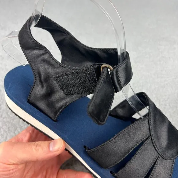 A.P.C. Sandals Womens 9 39 Shoes Black Navy Blue Satin Slingback Strap SAMPLE