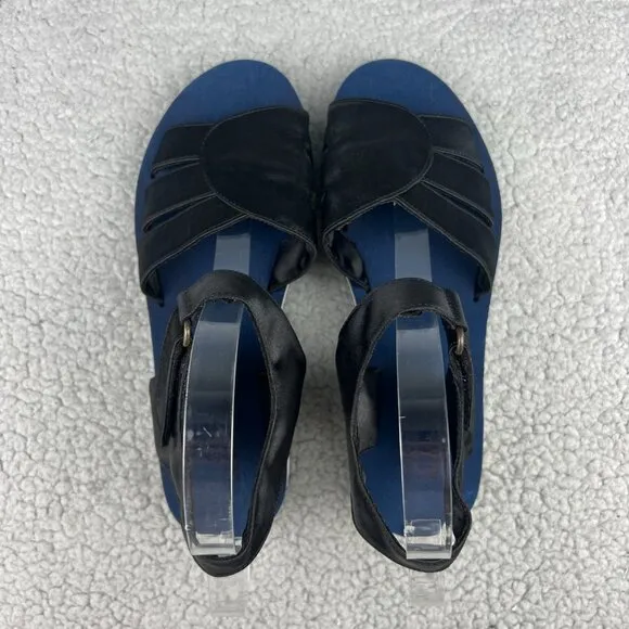 A.P.C. Sandals Womens 9 39 Shoes Black Navy Blue Satin Slingback Strap SAMPLE