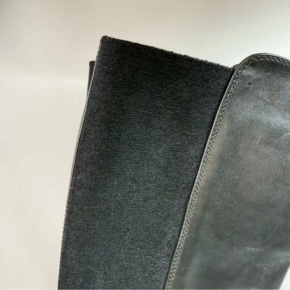 Aquatalia Black Leather Stretch Tall Equestrian Zip-Up Riding Boots