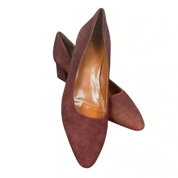 Aquatalia Block Suede pump Pasha Deep Wine Red Pasha US 13 EUC