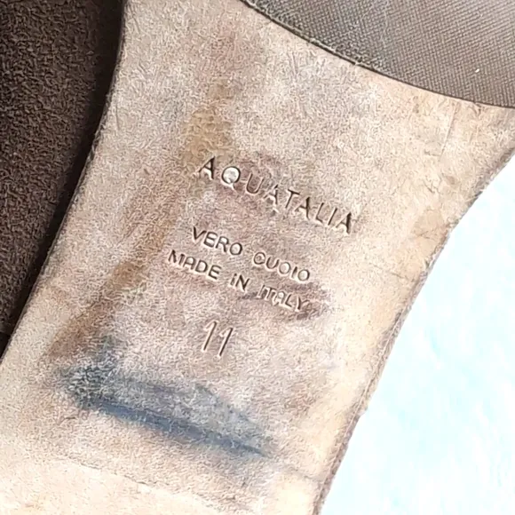 Aquatalia Italian Made Brown Suede Leather Heeled Boots Women's Size 11