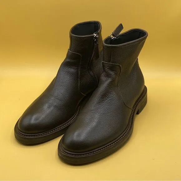 Aquatalia Brown Ankle Boots with Zipper and Sturdy Sole