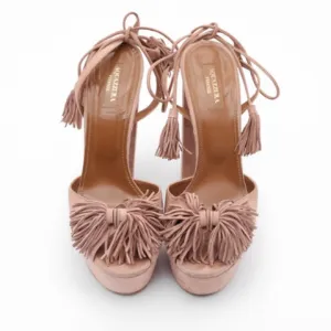 Aquazzura Tan Platform Sandals with Chunky Heel