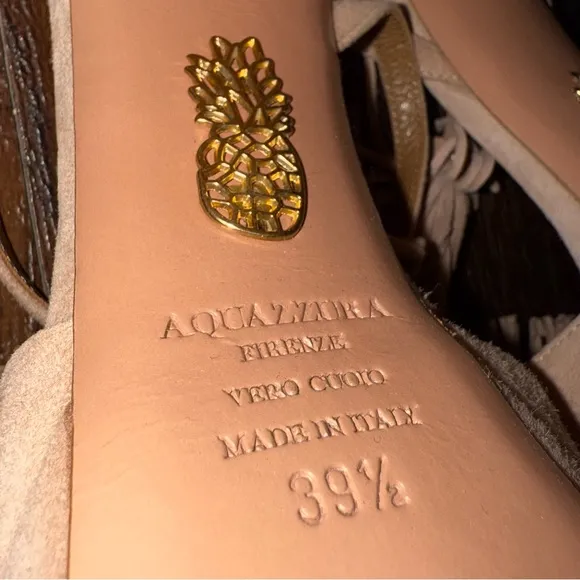 Aquazzura Tan Platform Sandals with Chunky Heel