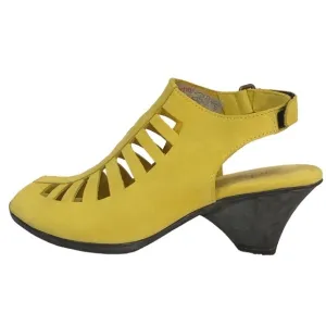 Arche Enexor Cutout Caged Sandals Cone Heel Nubuck Yellow Bootie size 5 US 36 EU