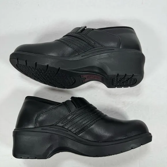 Ariat Black Leather Steel Toe Safety Clog Shoes Women Size 6B
