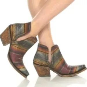 Ariat Dixon Ankle Boots Blanket Dixon Western Leather Booties Size 8.5