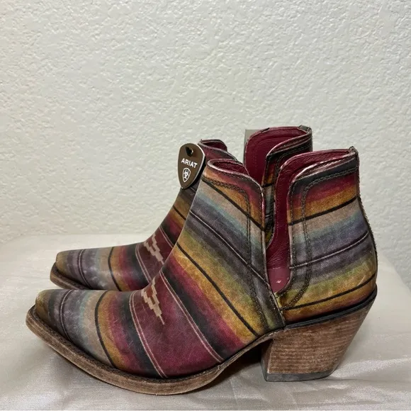 Ariat Dixon Ankle Boots Blanket Dixon Western Leather Booties Size 8.5