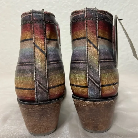 Ariat Dixon Ankle Boots Blanket Dixon Western Leather Booties Size 8.5