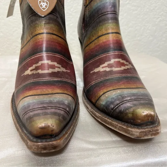 Ariat Dixon Ankle Boots Blanket Dixon Western Leather Booties Size 8.5