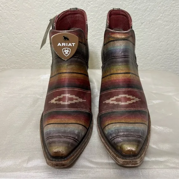 Ariat Dixon Ankle Boots Blanket Dixon Western Leather Booties Size 8.5