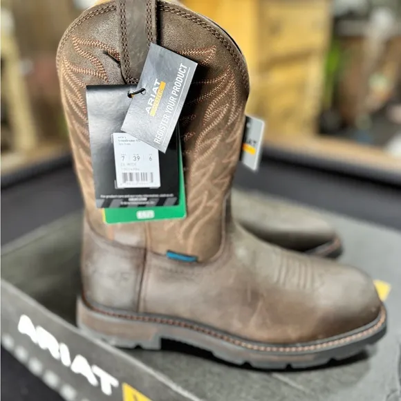 Ariat Groundbreaker Brown Steel Toe Cowboy Boots NWT NIB
