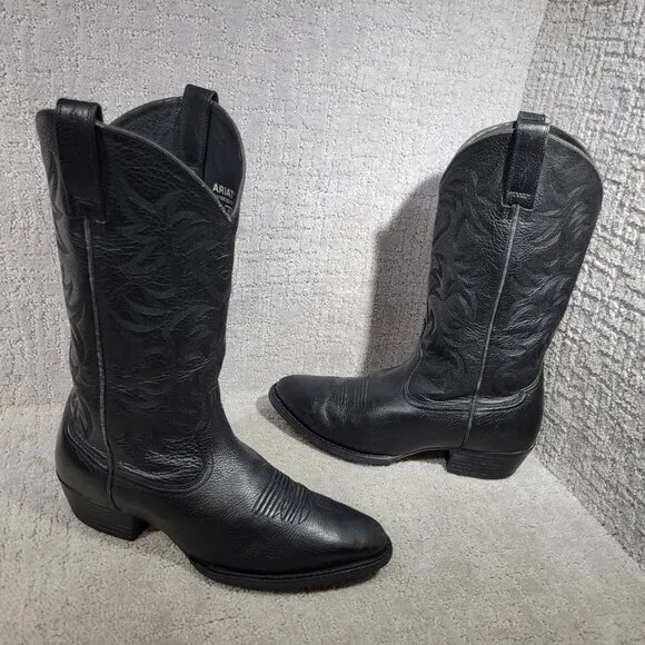 Ariat Heritage 10002218 Mens Size 11EE Black Deertan R Toe Leather Western Boots
