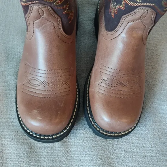 ARIAT Leather Women's Brown and Orange Western Boots Sz-7.5