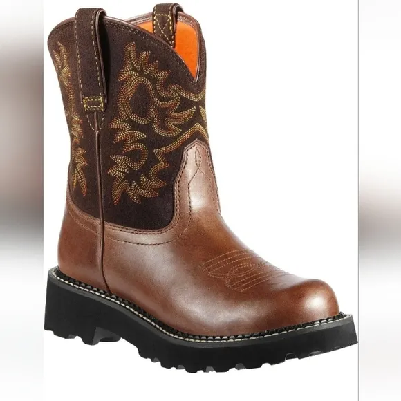 ARIAT Leather Women's Brown and Orange Western Boots Sz-7.5