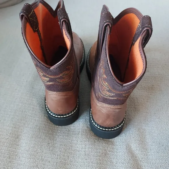 ARIAT Leather Women's Brown and Orange Western Boots Sz-7.5