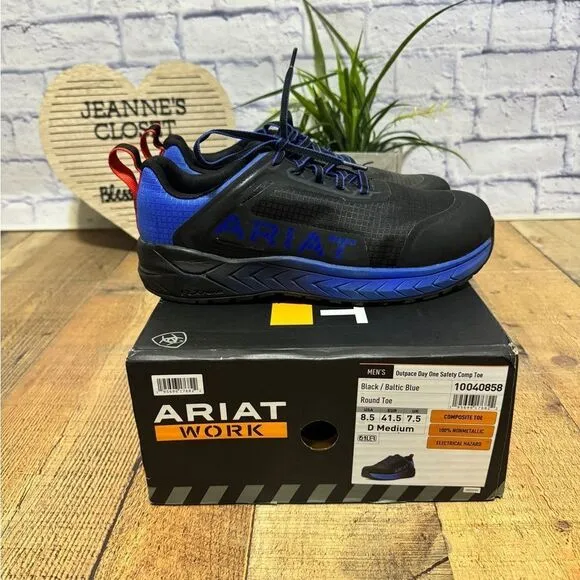 Ariat mens Outpace Day One Blue Trainers Work &amp; Safety Shoes Sneakers