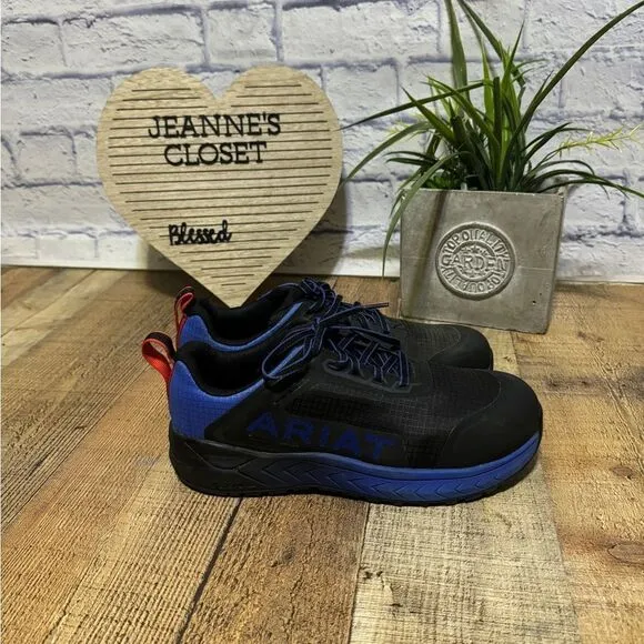 Ariat mens Outpace Day One Blue Trainers Work &amp; Safety Shoes Sneakers