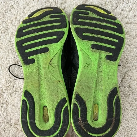 Asics Men's FuzeX Rush Neon Green Black Lace Up Sneakers Shoes 11.5