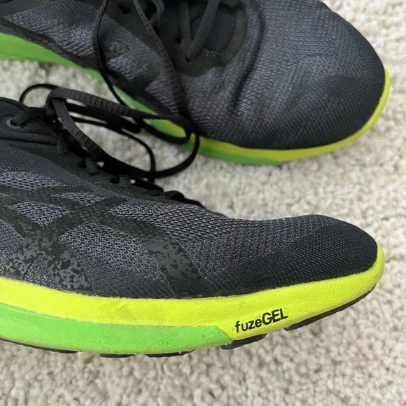 Asics Men's FuzeX Rush Neon Green Black Lace Up Sneakers Shoes 11.5