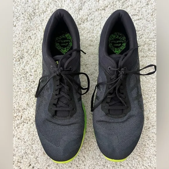Asics Men's FuzeX Rush Neon Green Black Lace Up Sneakers Shoes 11.5
