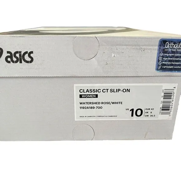 Asics Sneakers Women's Size 10 Rose Pink White Classic CT low Top Slip-On New