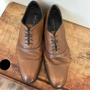 Aston Grey brown leather oxford dress shoes men's sz 12 preworn