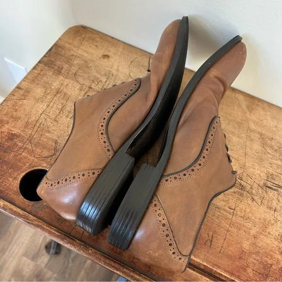 Aston Grey brown leather oxford dress shoes men's sz 12 preworn